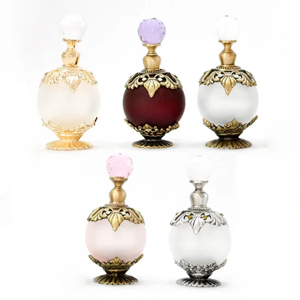 25ml Metal Alloy Perfume Bottle Unique Design Retro Vintage Essential oil Refillable Bottles With Stainless Bar Bronze Cap#58588