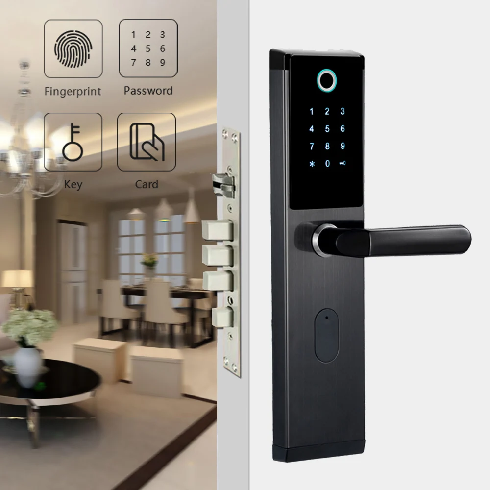 Smart Biometric Fingerprint Door Lock with Digital Password RFID Card Key Electronic Smart Locks for Home