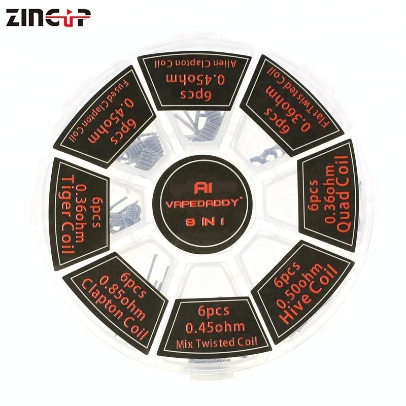 China A1/Ni 80 Prebuilt Coil Kit 8 in 1 Vape Fancy Clapton/Tiger/Twisted/Hive Coils Heating Wire