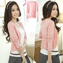 2016 New Autumn 11 Colors Women Knitted Cardigans Thin Waist Ladies Knitwear Outwear Jumper Female Air-conditioned Shirt T260