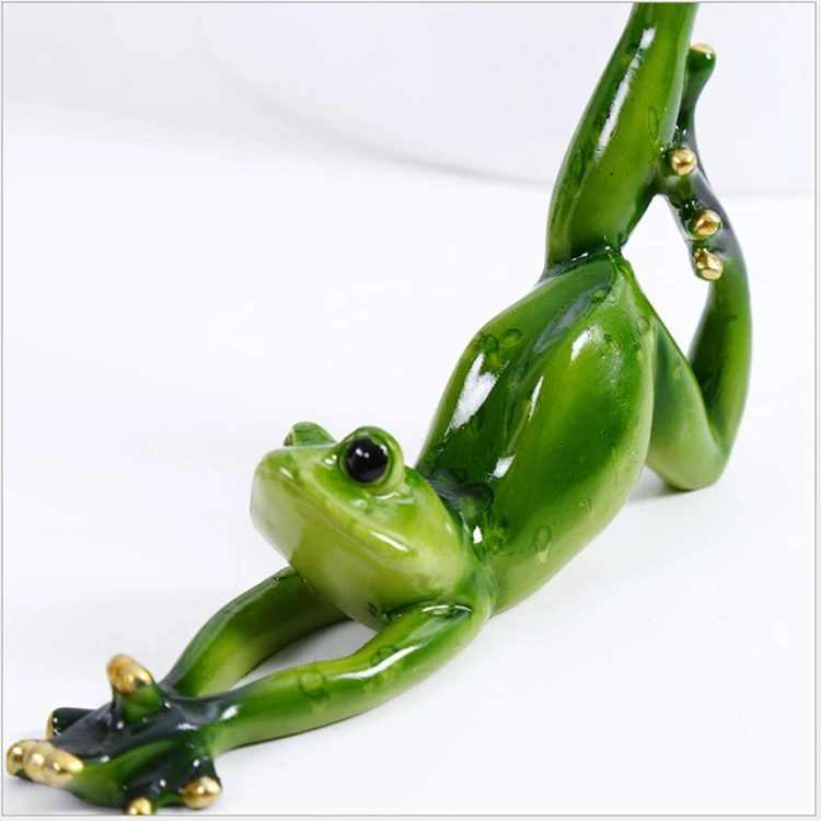custom resin Frog figurine cheap price home decor youga shape animal statue home decor Art cabinetry ornament