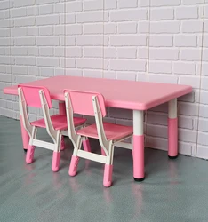 Kids Cartoon Plastic Children Study Table and Chairs Set