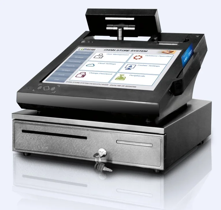 
15inch all in one touch screen pos with software and printer 