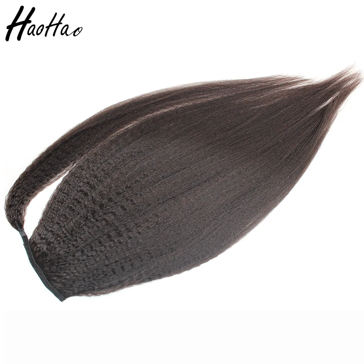 Large Stock Wholesale No Tangle No Shedding Kinky Straight Human Hair Ponytail
