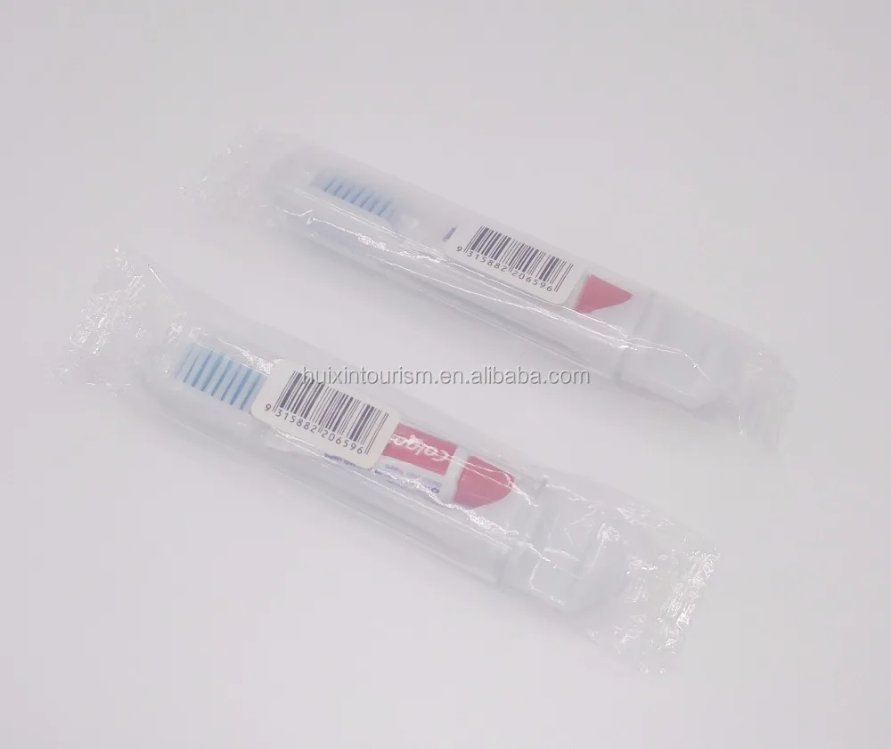 portable hygiene promotional foldable travel toothbrush with plastic jar package