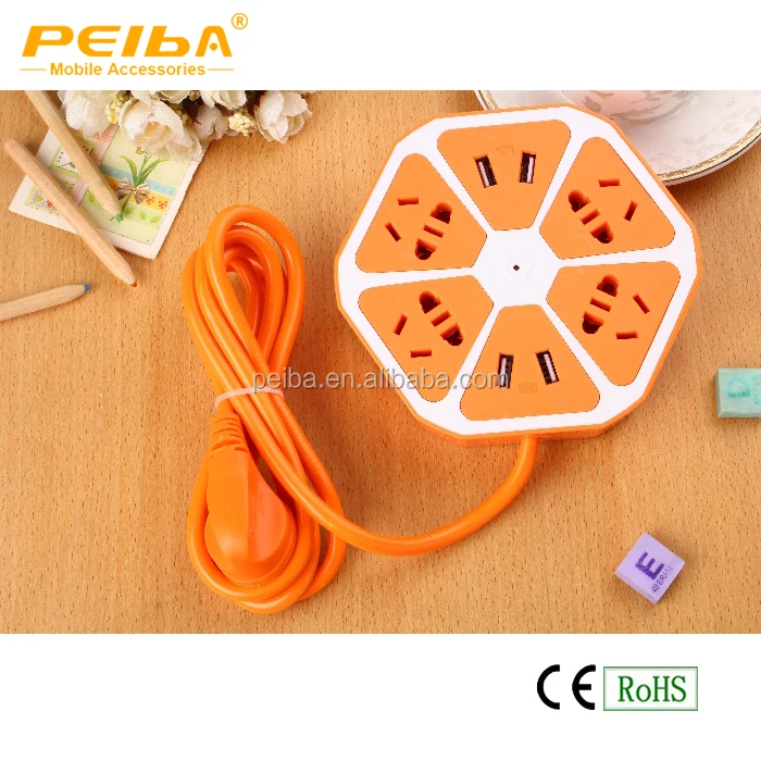 
New Arrivals Universal Lemon power switch socket outlet plug with 4 ways outlet Socket and 4 USB charger 