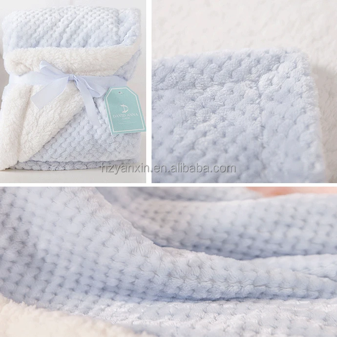 Eco-friendly super soft 100 polyester microfiber fleece baby blanket jacquard coral fleece sherpa blanket kids waffle blanket