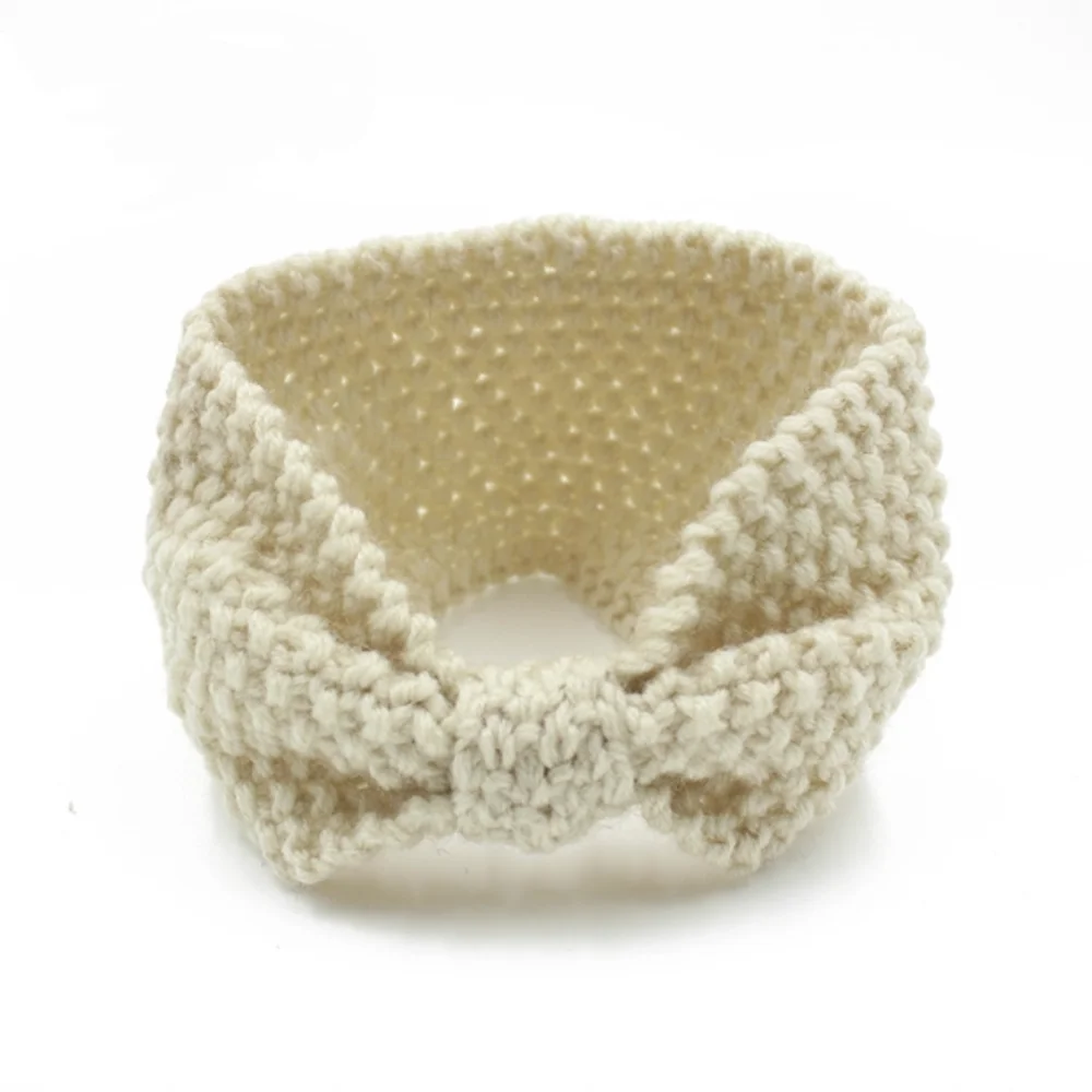 Japanese Candy Color Stylish Woolen Knitting Elastic Bow Tie Headband Crochet Head Wrap Hairband