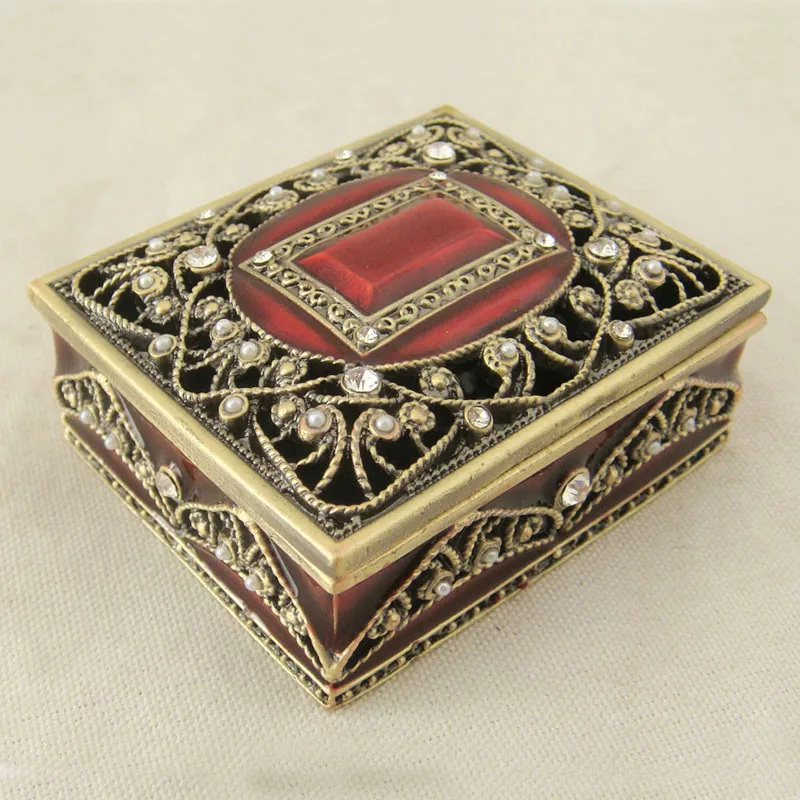 Antique Bronze Metal Trinket Box Made by Hand(#P05149a)