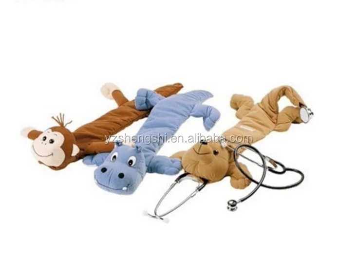 Free Sample customized logo cute animal shape stethoscope plush toy stethoscope protective cover