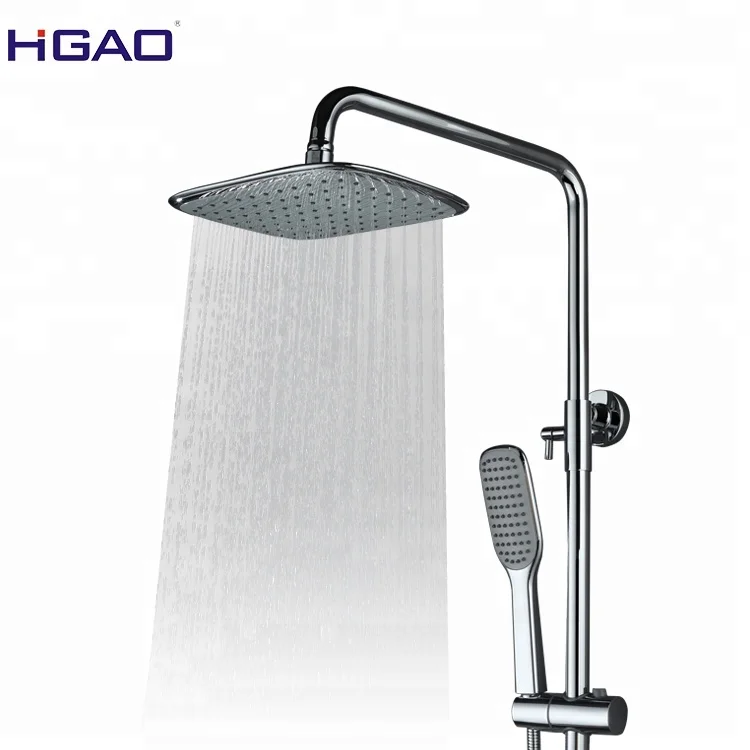 Hot Selling Modern Square Wall Mounted Shower Hot and Cold Mixer with Thermostat for Bathrooms Brass Material Chrome Finish
