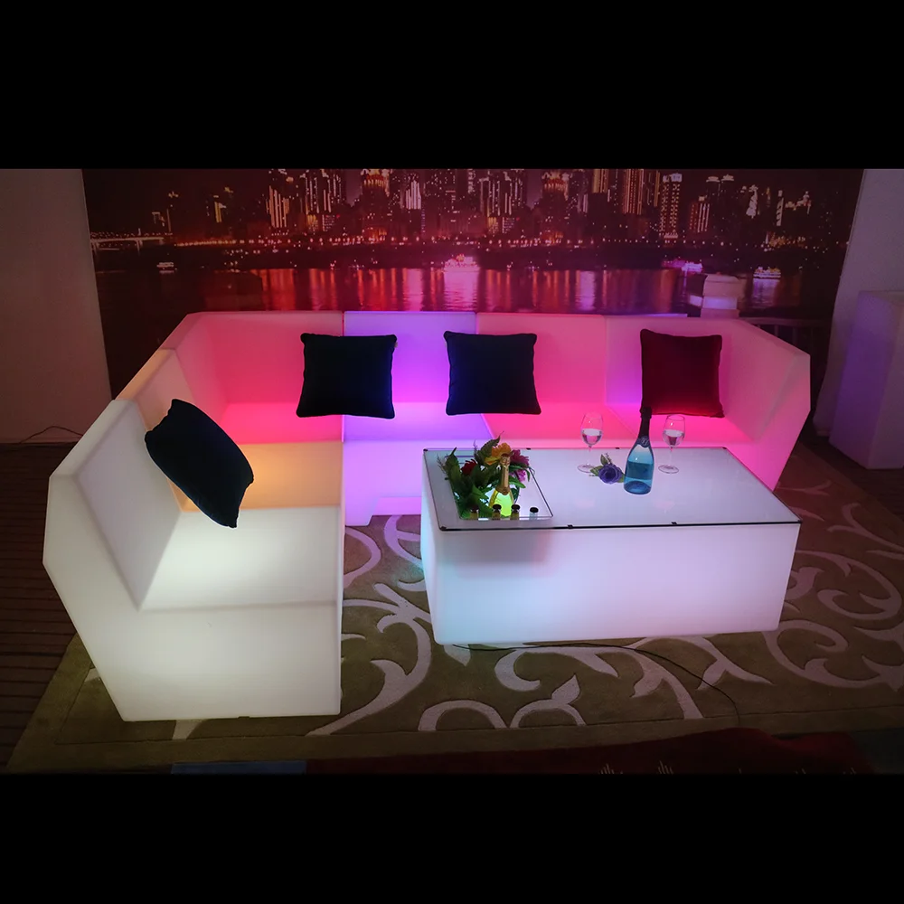Modern appearance commercial bar nightclub led illuminated lounge couch sofa led glow furniture with 16 colors changing