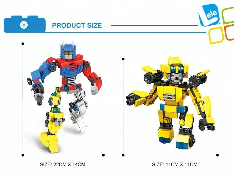 LELE BROTHER Hot Selling STEM 4-in-1Robot Car Transform Blocks Lele Brother Bricks Toy