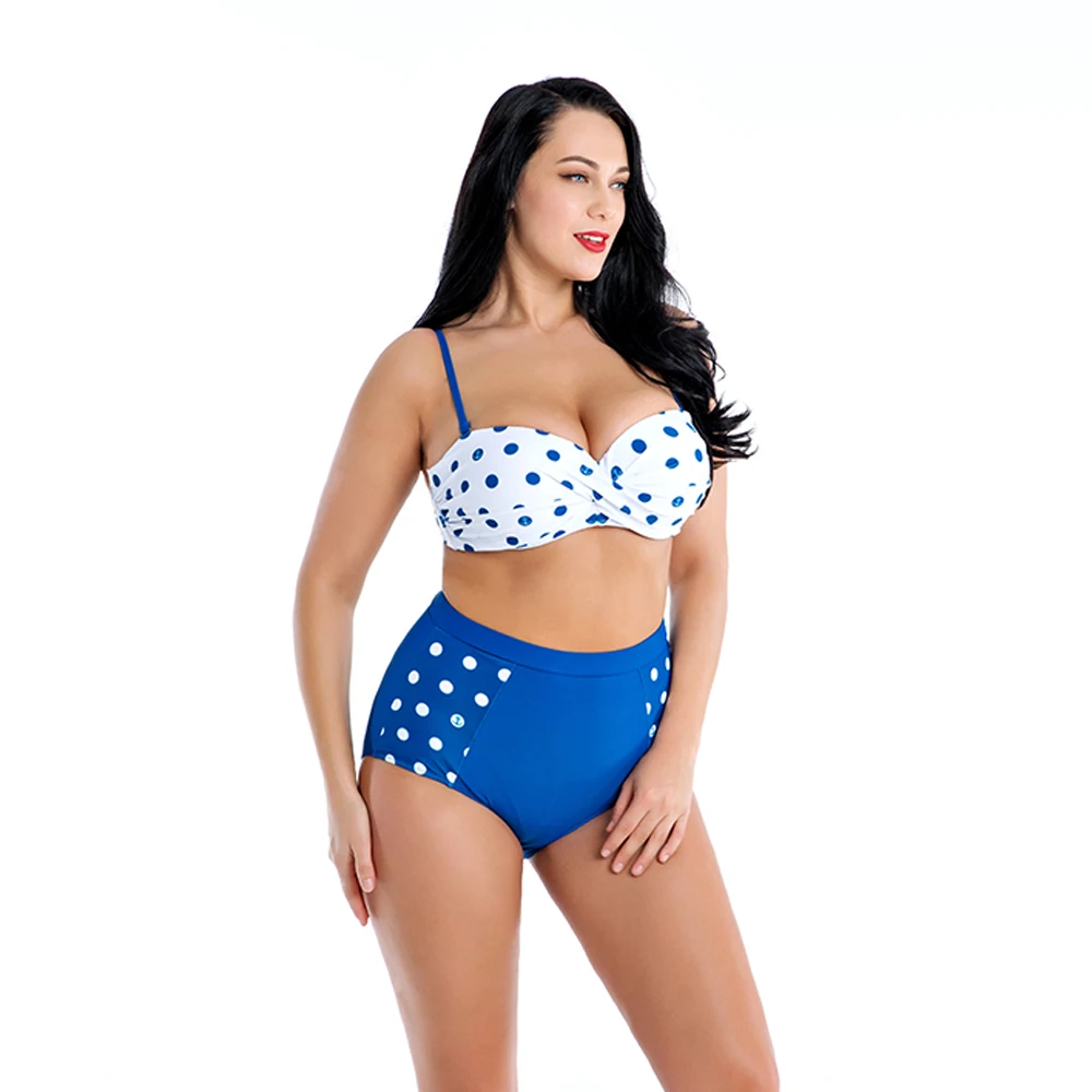 
Nylon Spandex High Quality Fabric Women Sexy Two Pieces Swimwear Polka Dot Bikini 