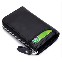 Multi-function car key case coin purse genuine cow leather wallet card key ring multi-color