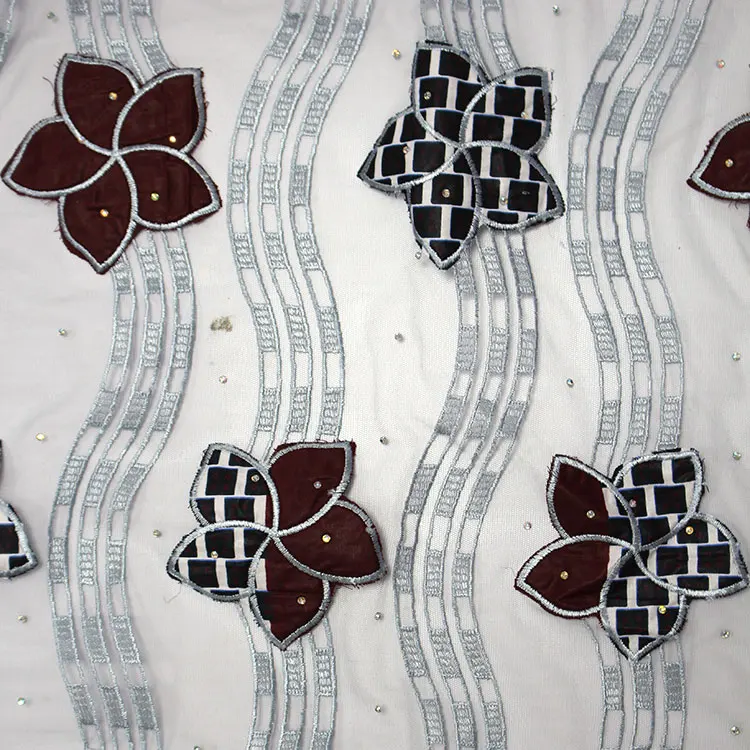 embroidery net lace trim with ankara fabric lace for garment