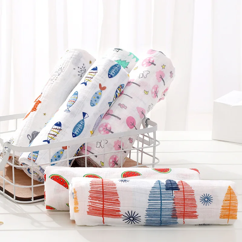 High Quality 100% Cotton Muslin Swaddle Blanket For Baby Towel/Stroller Cover