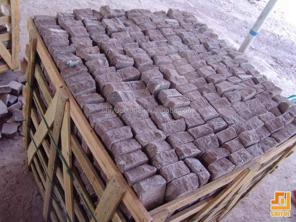 Булыжник G699 из красного гранита для мощения