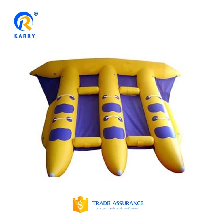 PVC Tarpaulin Inflatable Flying Fish Tube Towable Inflatable Water Games Boat for Sea Sports