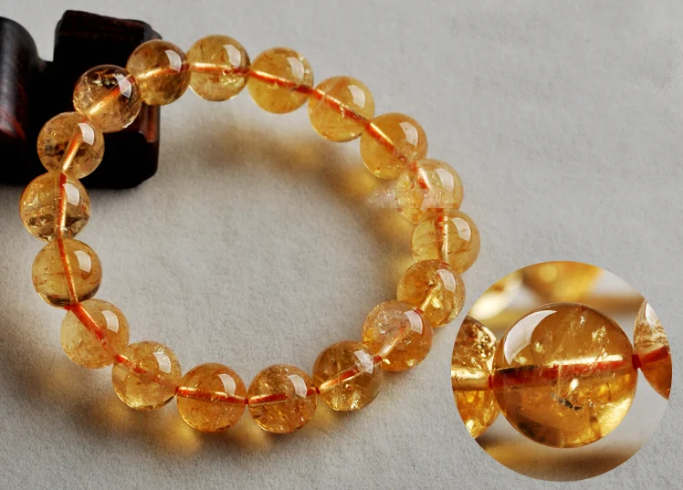 2018 Fashion Natural Round Beads Stretch Citrine Bracelets