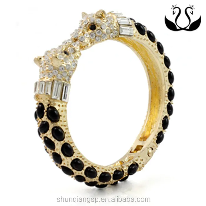 Europe and the United States to kiss acrylic jewelry exaggerated animal leopard head spring opening custom alloy bracelet