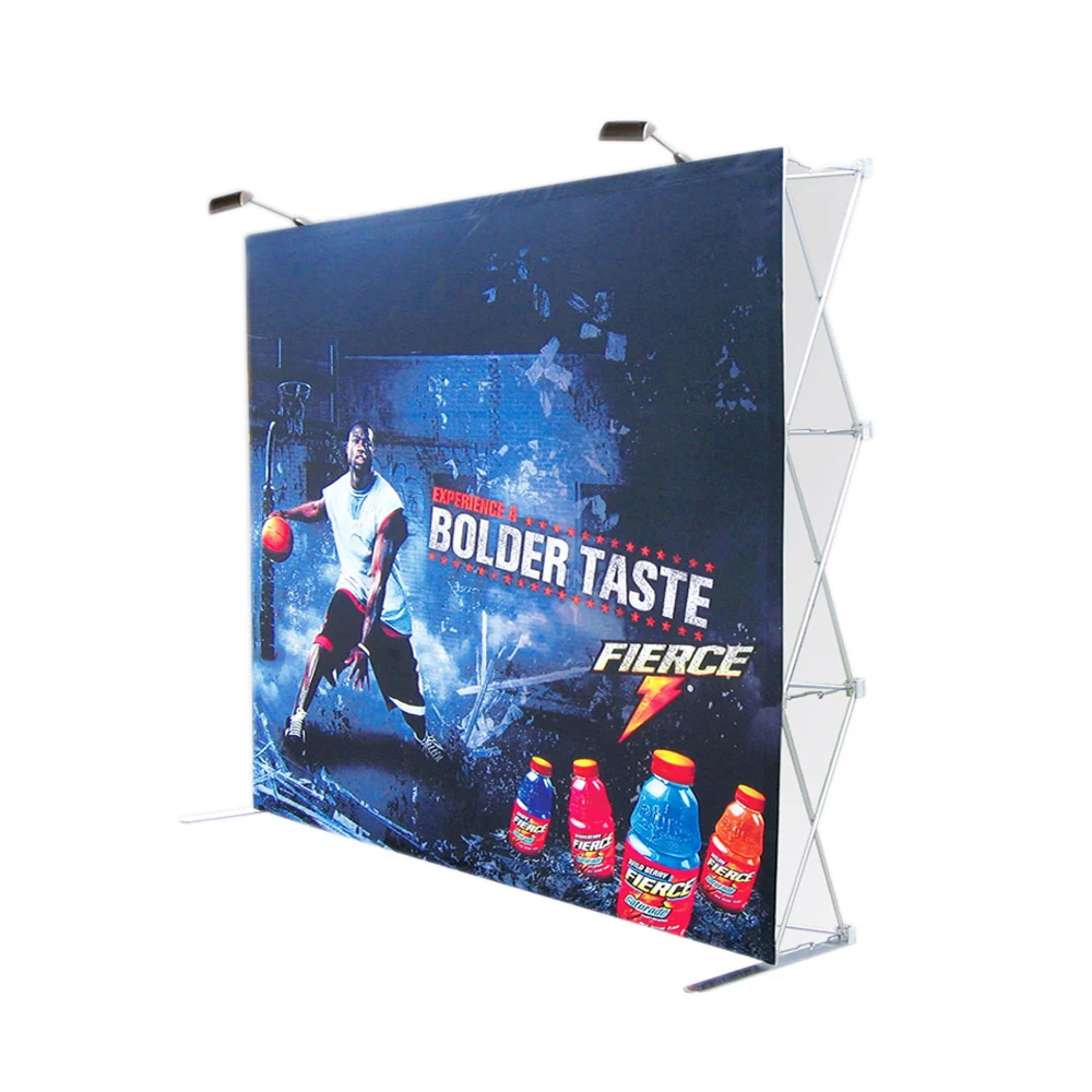 Shop 3X4/10FT Po  tension stretch advertising logo printed fabric pop up back wall booth banner display stands