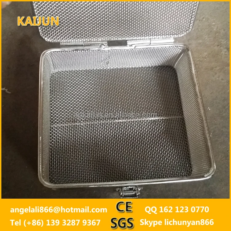 anping customize stainless steel 304 needle cleaning basket / disinfection baskets with cover