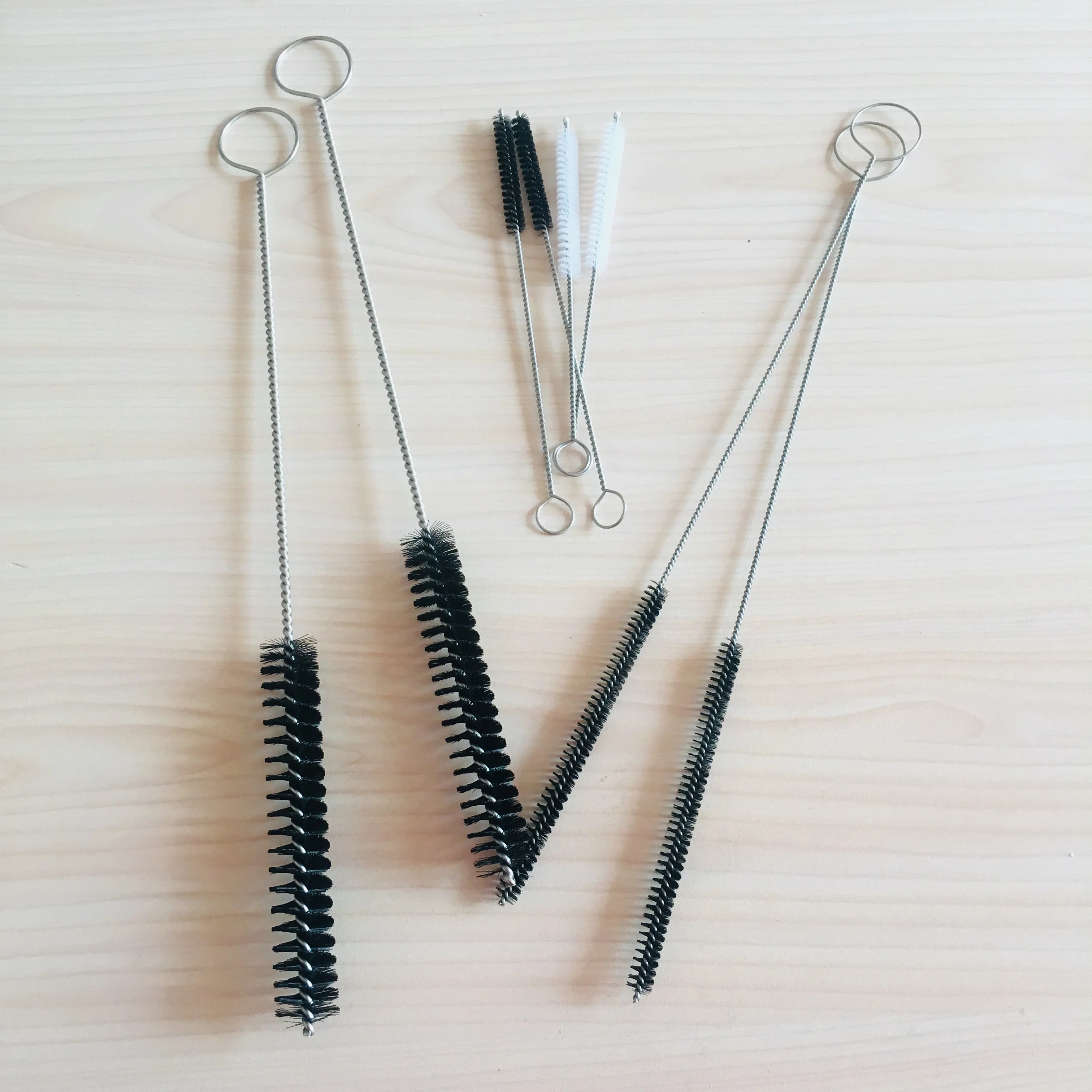 Mini nylon bristle tube brush for cleaning straw spray gun needle brushes