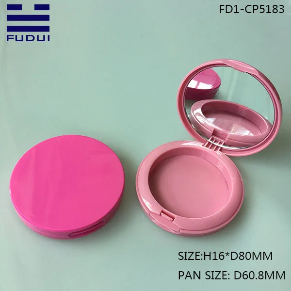 Custom Round Makeup Loose Compact Powder Blusher Case With Lighted Mirror