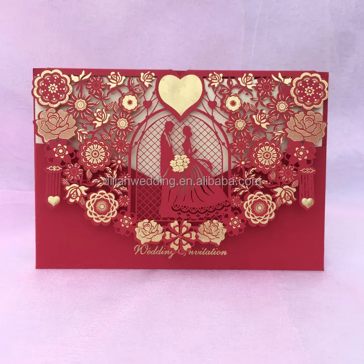 Красная карманная пригласительная открытка Pure Love