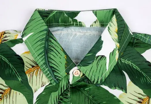 
2019 Latest Arrival summer green brown leaf short sleeve Hawaiian rugby shirts 