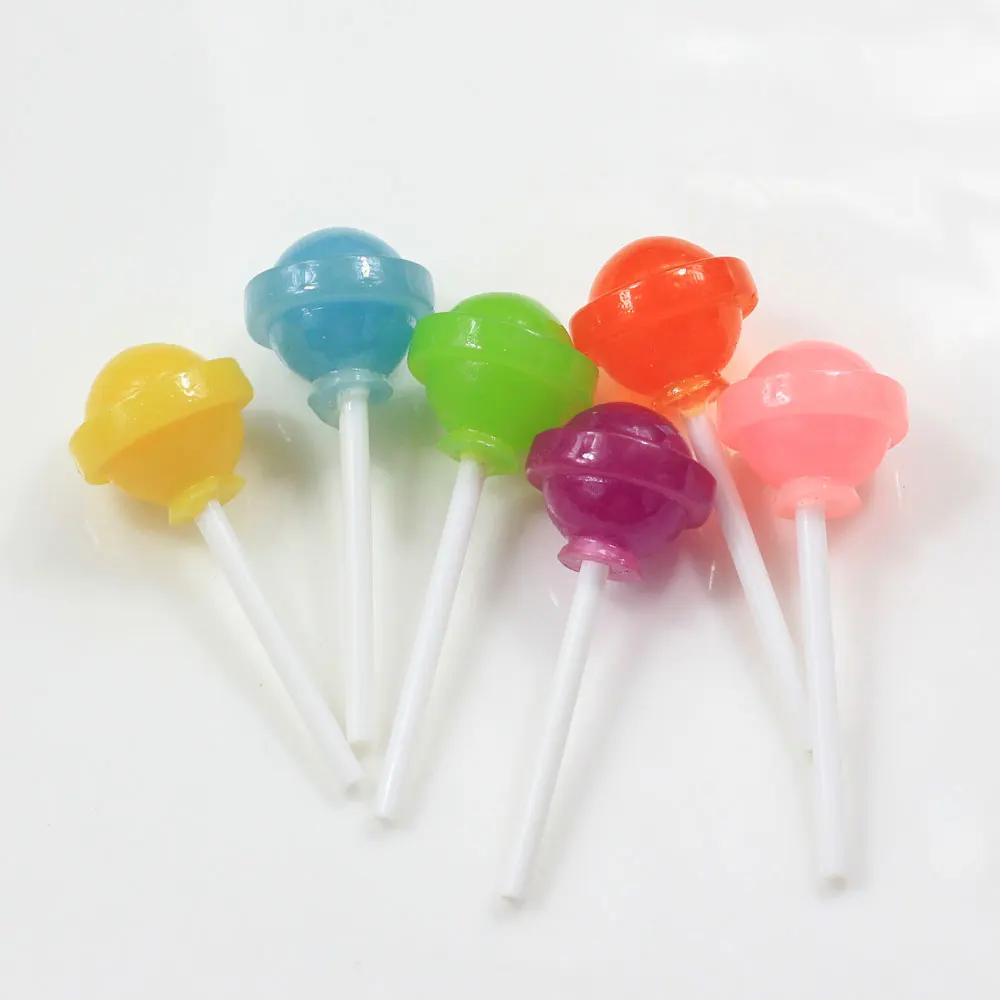 20*60MM Round Lollipops Dollhouse Food Miniatures Sweet Candies Round Candy Ball Lollipop Toys Resin Slime Charms Lollypop