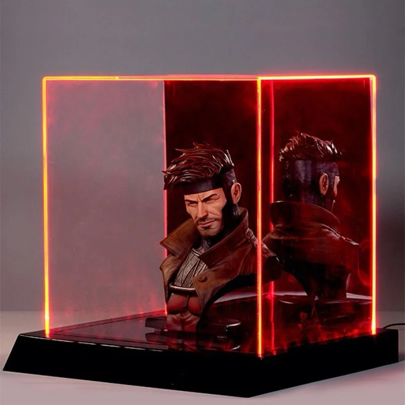 Customized cube clear acrylic led display box  with blue light