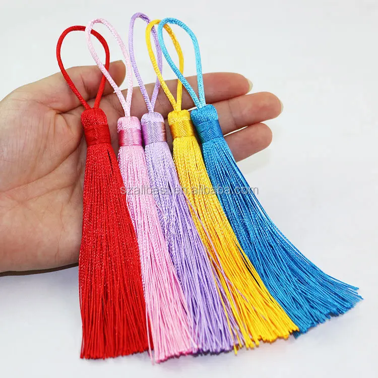 
custom keychain decoration small book mark thick rayon tassel 