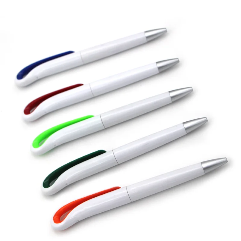 Promotional plastic white pen swan twist ball pen with custom logo