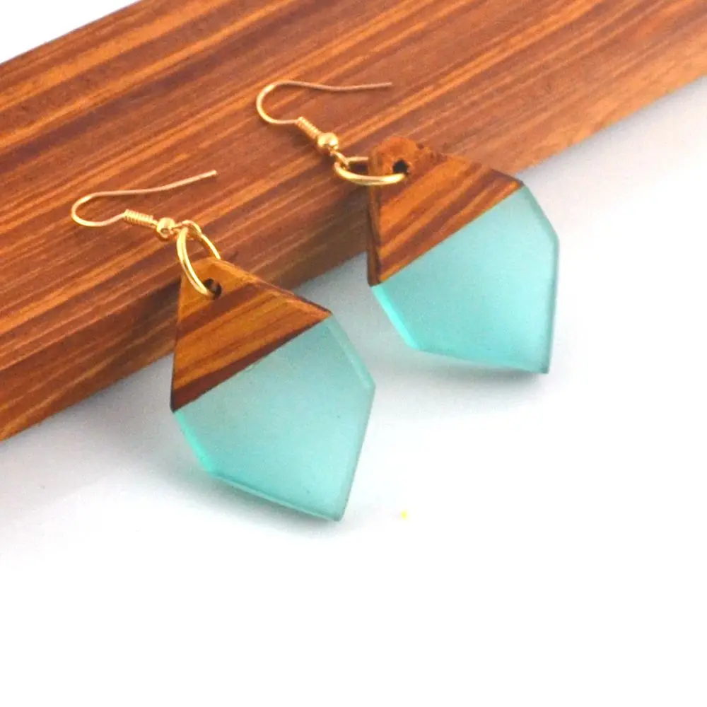 antique jewelry natural wood resin glitter resin earrings wholesale womens costume resin jewelry
