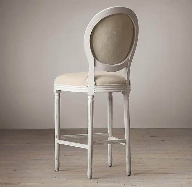 
2020 Hot sell long legged upholstered soft backrest round back antique velvet bar stool restaurant wooden dining chair 