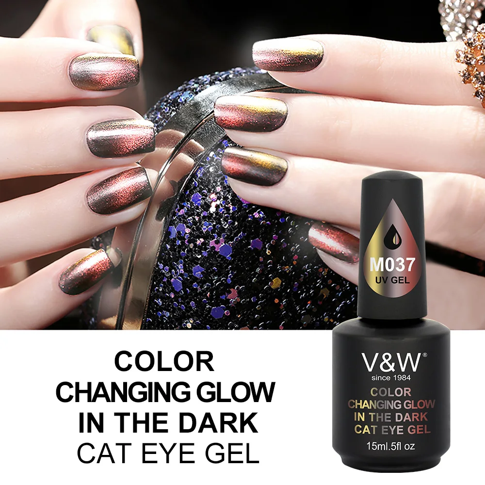 Color changing glow in the dark cat eye gel nail polish 3 STEP GEL POLISH