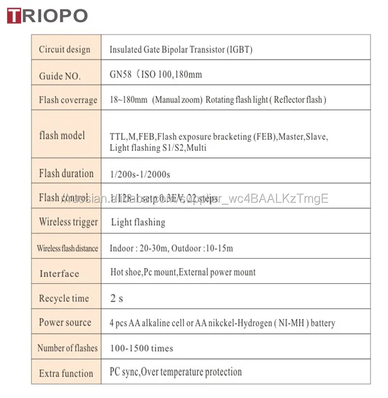 Triopo TR-982 камеры вспышка света, Speedlite с TTL и auto zoom для Nikon, Canon