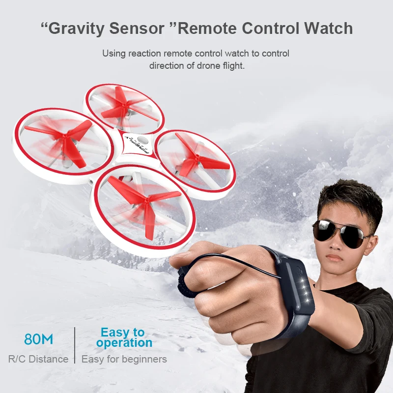 Dron Induction Flying Toys Hand Control Quadcopter LED Lights Gravity Sensor Watch Induction RC Mini Drone