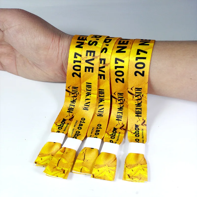 Customizable LOGO text graphics woven fabric holiday wrist band