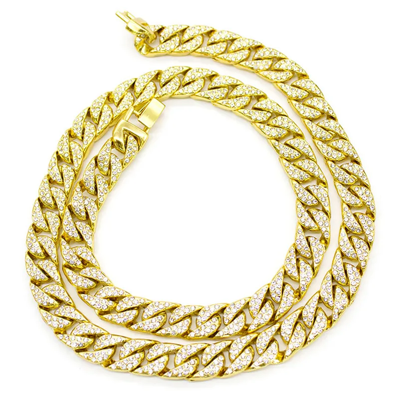 
European and American style big gold hip pop chains with crystal 