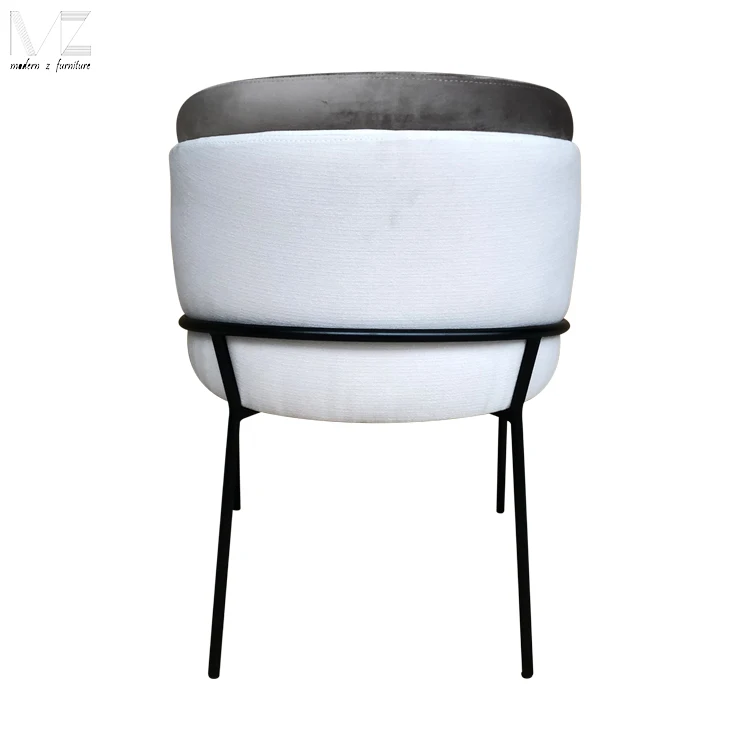 Simple french style design restaurant blue velvet dining room chair metal frame chair velvet