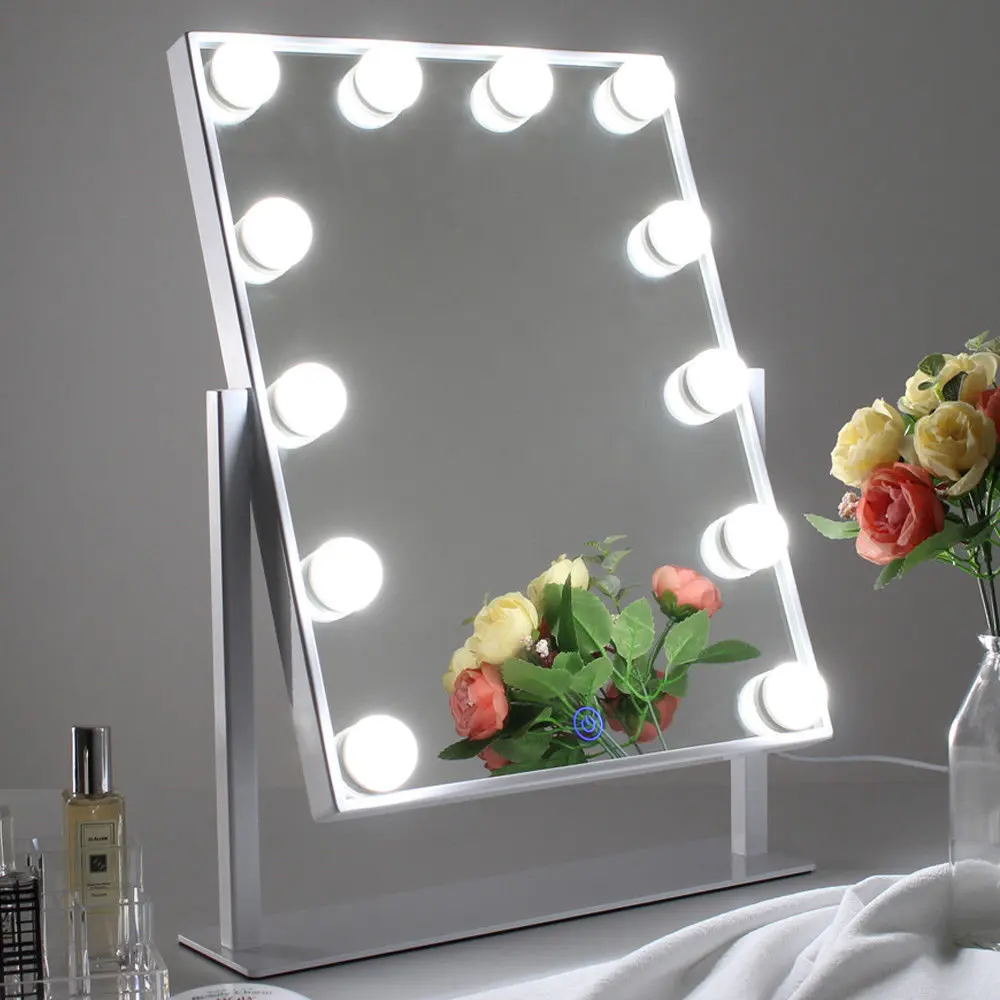 Large Desktop Hollywood Mirror with Light Bulbs LED Makeup Vanity Dressing Table Mirror
