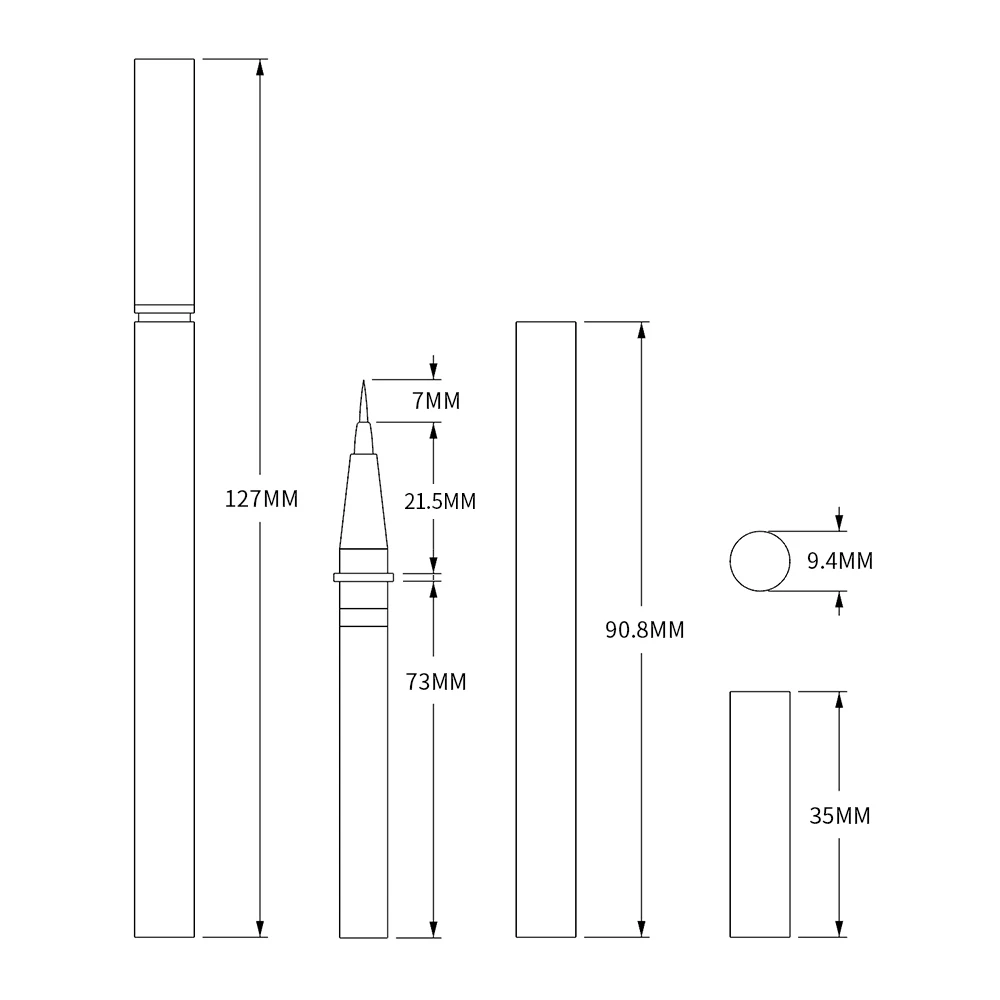
Free sample eyeliner pen private label crystal 0.5ml empty eyeliner pencil tube container packaging with brush 