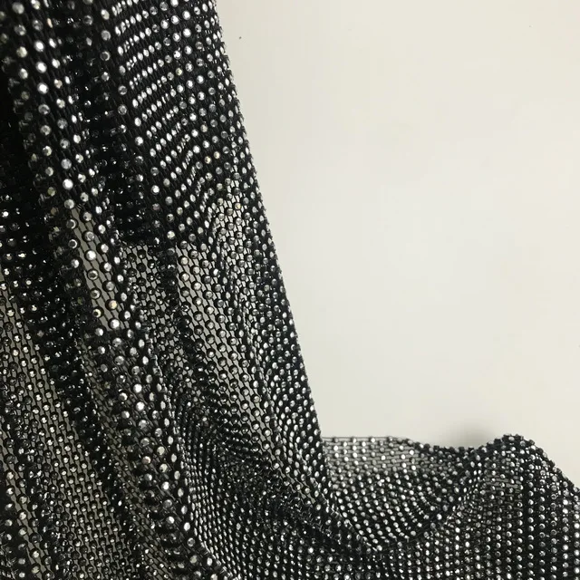 24 Rows 10 Yards Plastic Elastic Rhinestone Fishnet Fabric Crystal Mesh Fabric For Clothes
