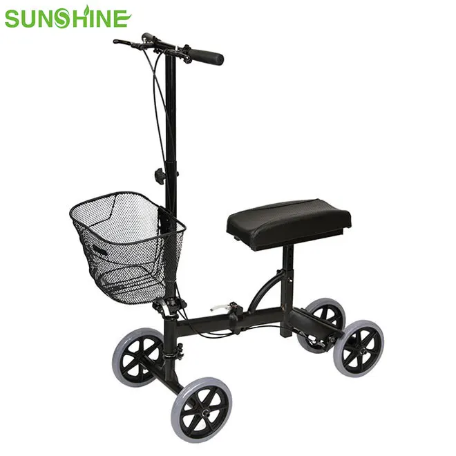 Steerable Knee Walker Scooter Knee Cycle Leg Walker Crutch Alternative Black Disable WA221