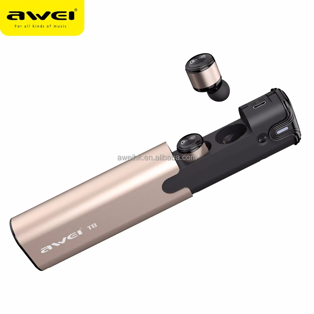 AWEI T8 OEM/ODM производство фабрики спортивные беспроводные bluetooth наушники с зарядной док-станцией