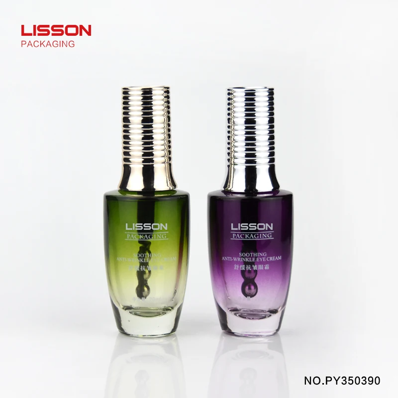 D35 20ml Empty vibration cosmetic glass eye cream bottle packaging container with three rollers applicator