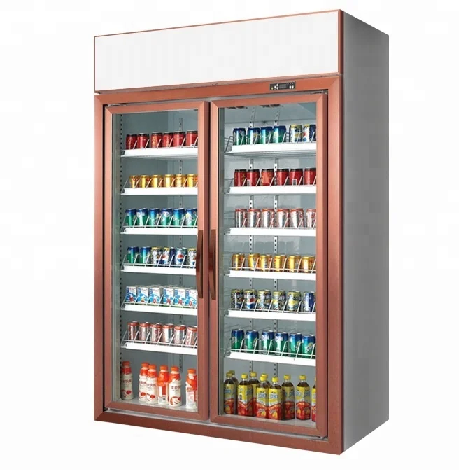 Two Doors 1000L Soda Beer Beverage Display Refrigerator With Imported Compressor